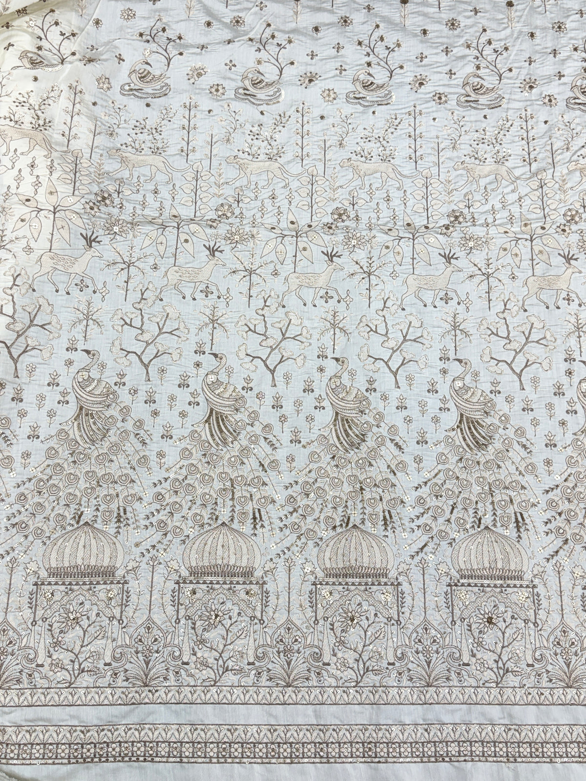 Ivory Royal Peacock Heritage Embroidered Silk | 2504707