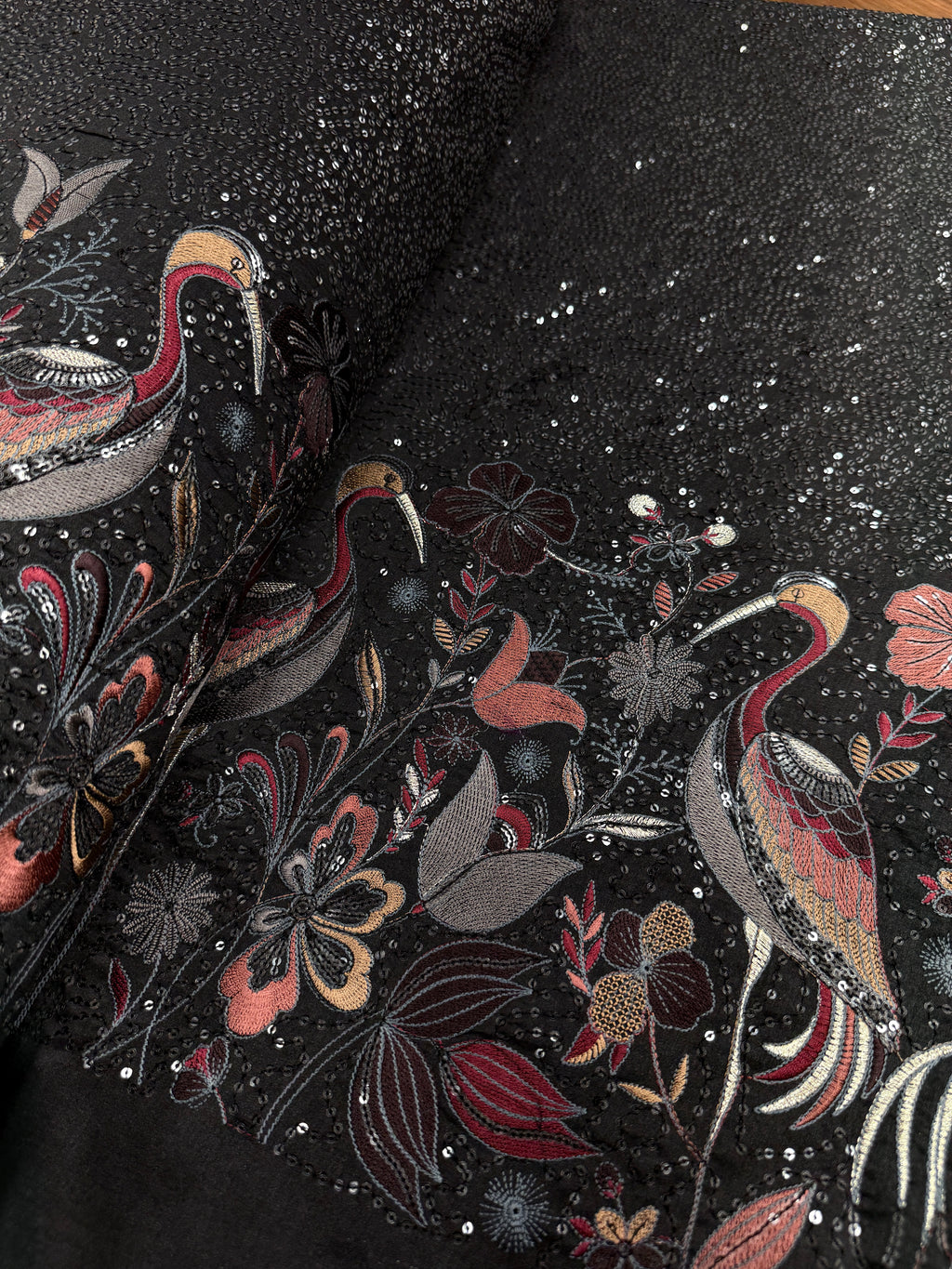 Midnight Flamingo Heritage Sequin Silk | 2504679