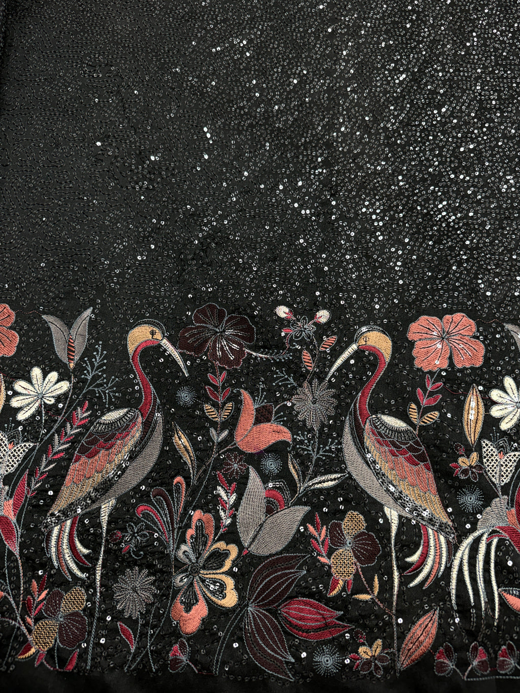 Midnight Flamingo Heritage Sequin Silk | 2504679