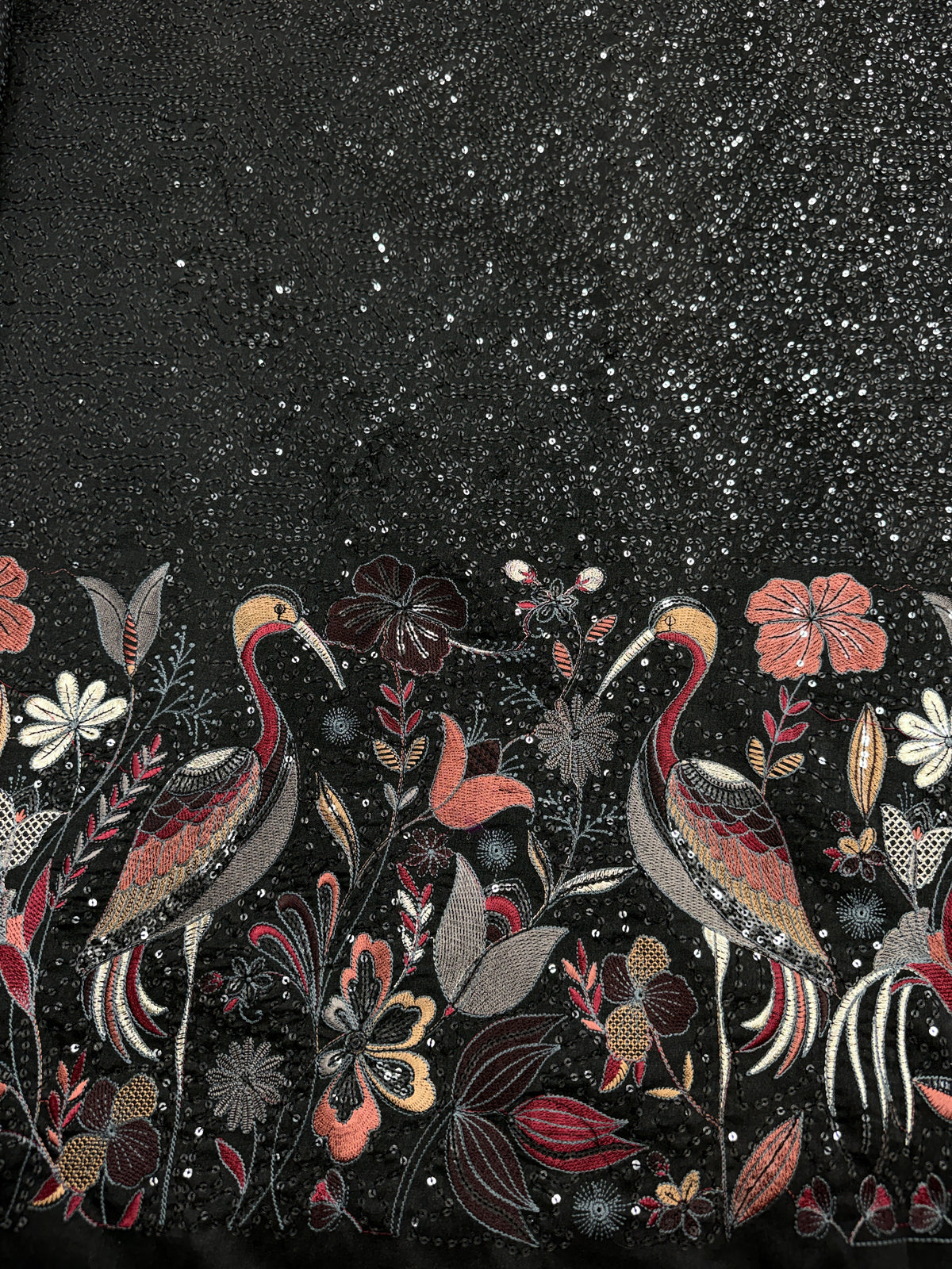 Midnight Flamingo Heritage Sequin Silk | 2504679