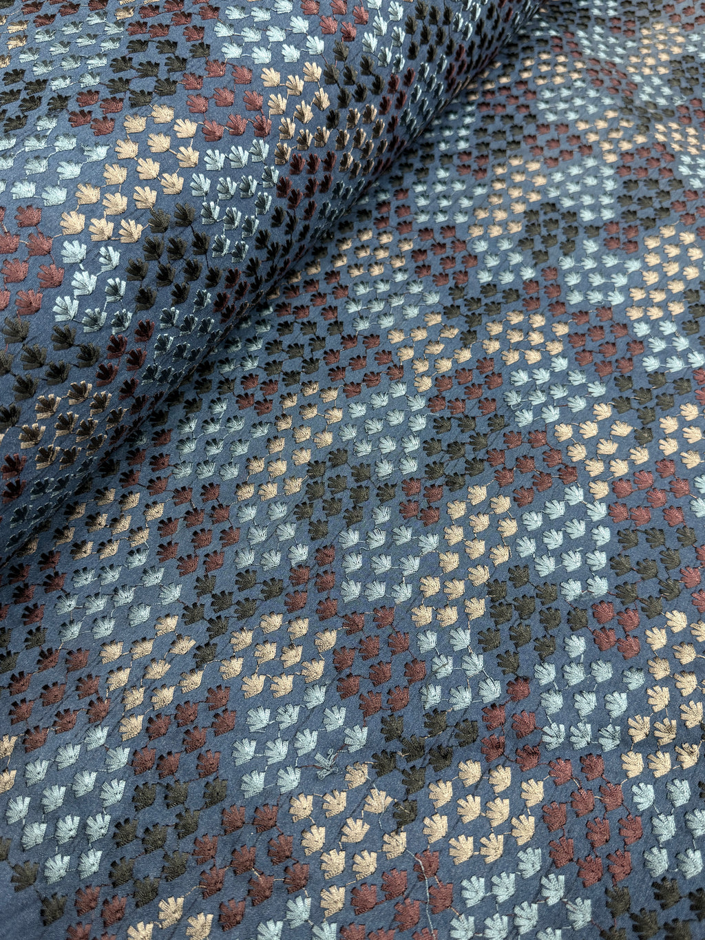 Blue Multicolour Threadwork Fabric | 2504460
