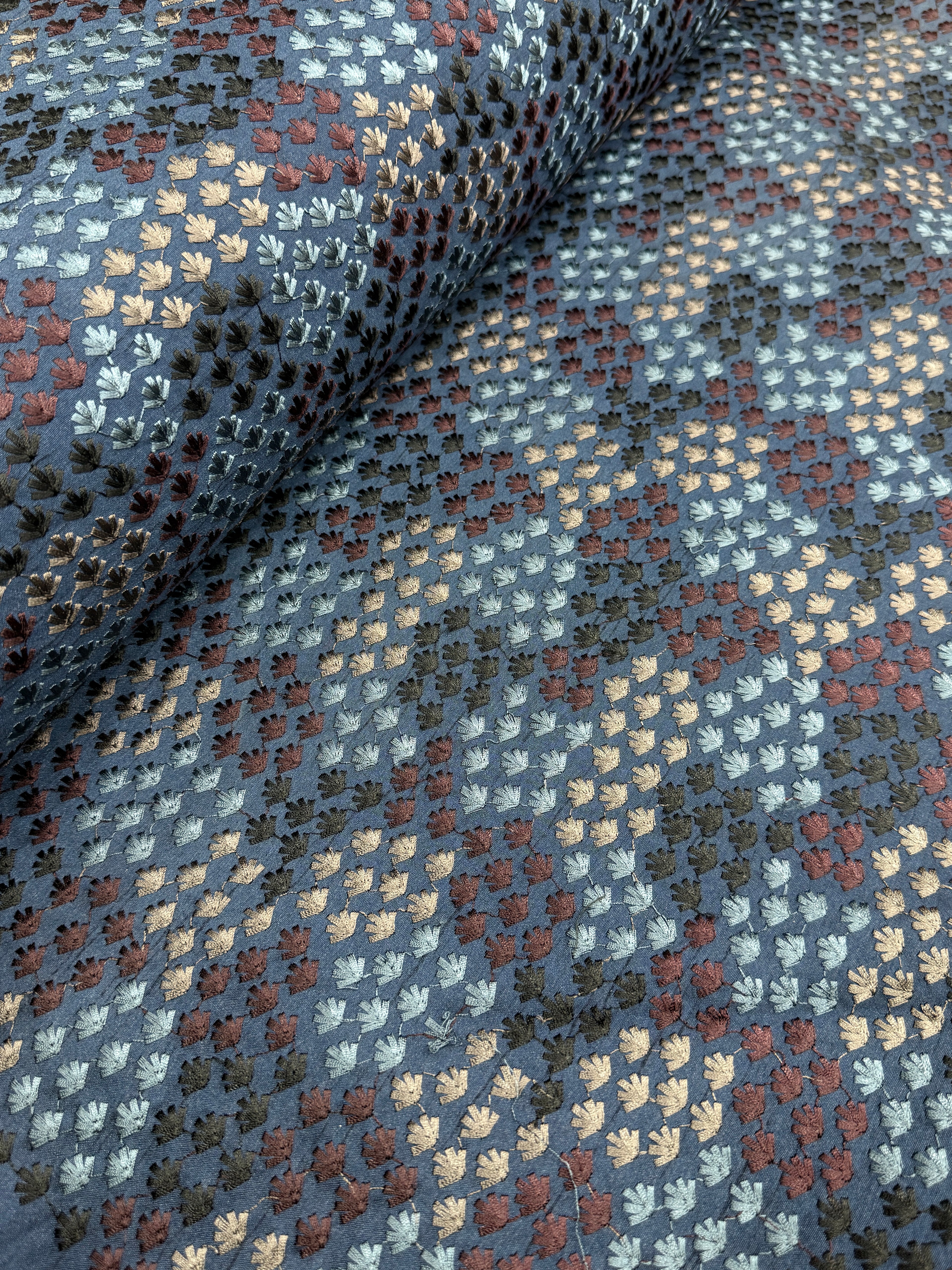 Blue Multicolour Threadwork Fabric | 2504460