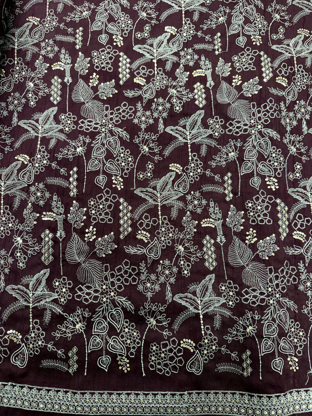 Burgundy Botanical Luxe Sequin Silk | 2506584