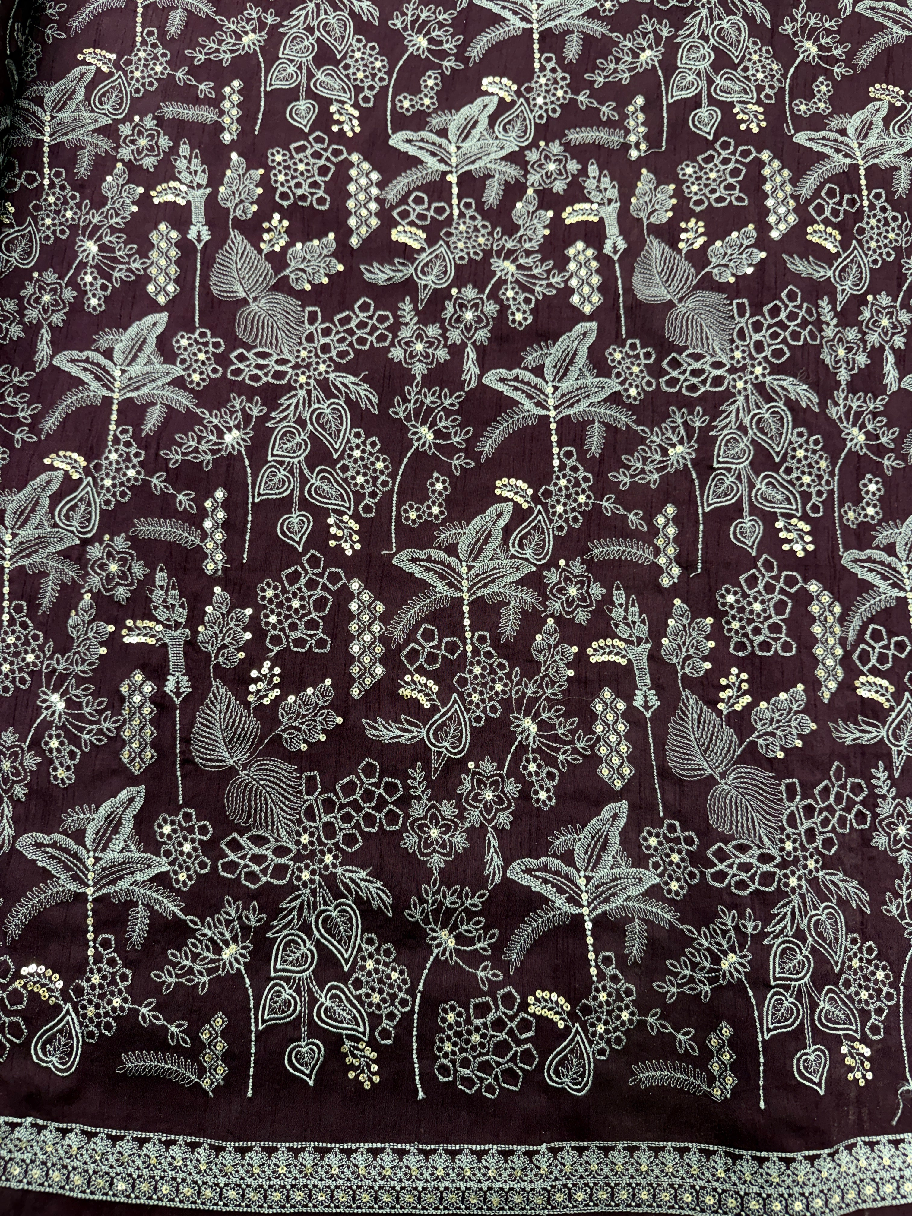 Burgundy Botanical Luxe Sequin Silk | 2506584
