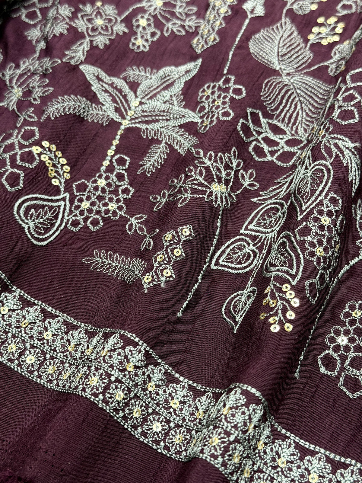 Burgundy Botanical Luxe Sequin Silk | 2506584