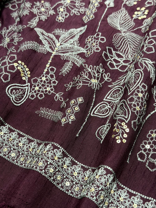 Burgundy Botanical Luxe Sequin Silk | 2506584
