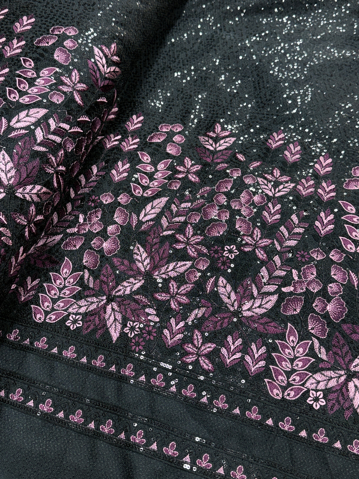 Midnight Bloom Sequin Embroidered Silk | 2504474