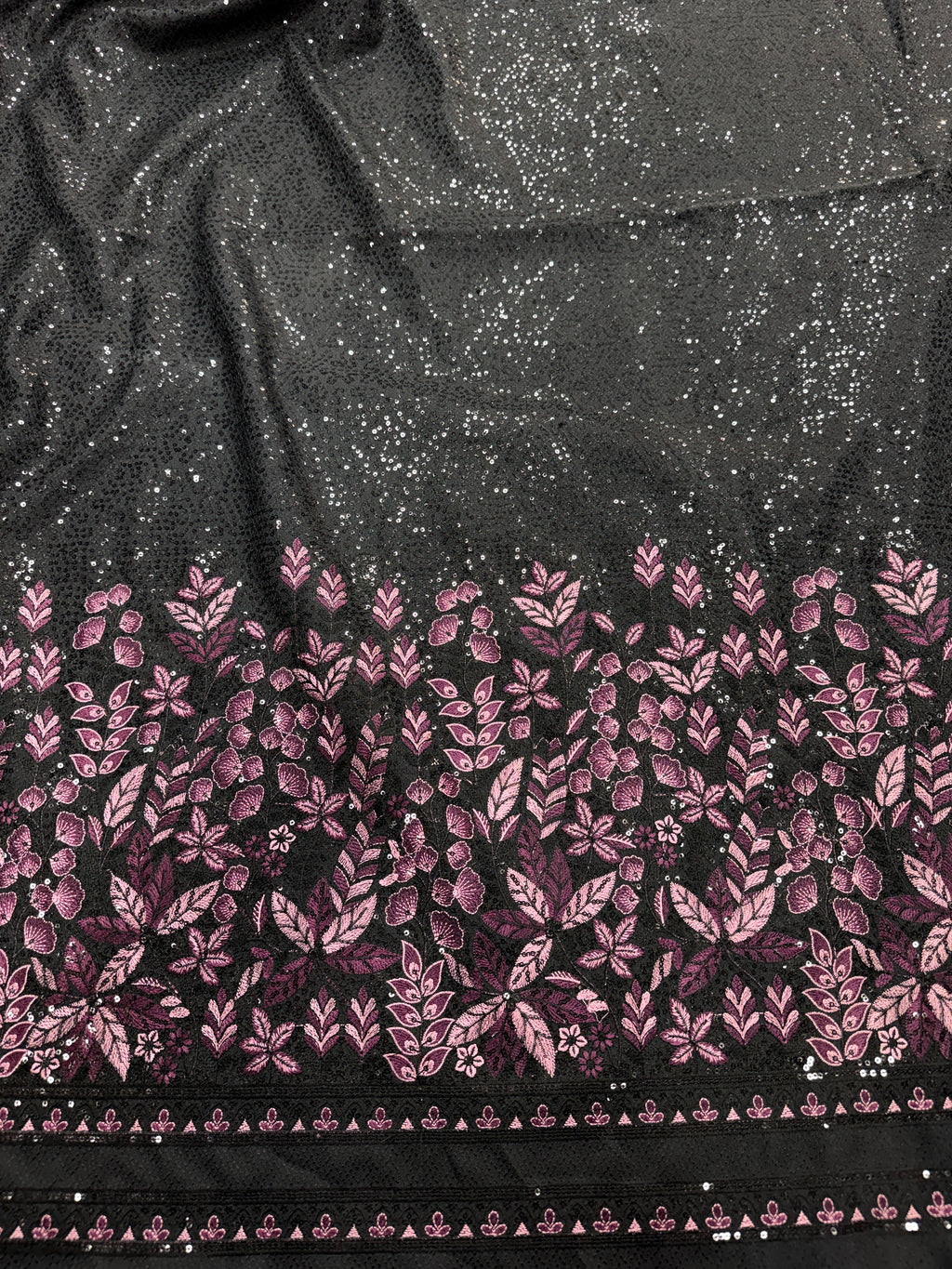 Midnight Bloom Sequin Embroidered Silk | 2504474