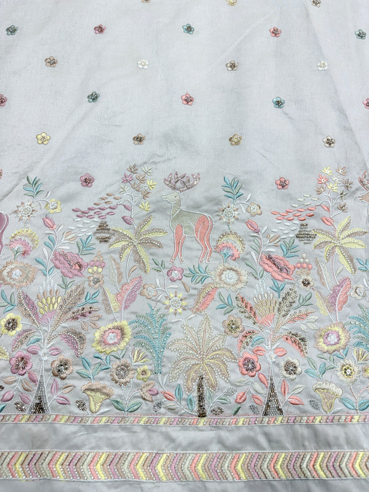 Pastel Garden Heritage Beadwork Embroidered Silk | 2504915