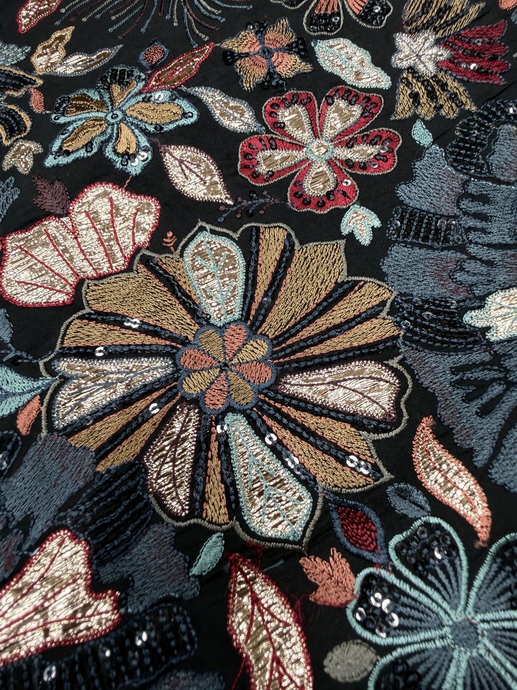 Silk with Multicolor Thread Embroidery | 2504701
