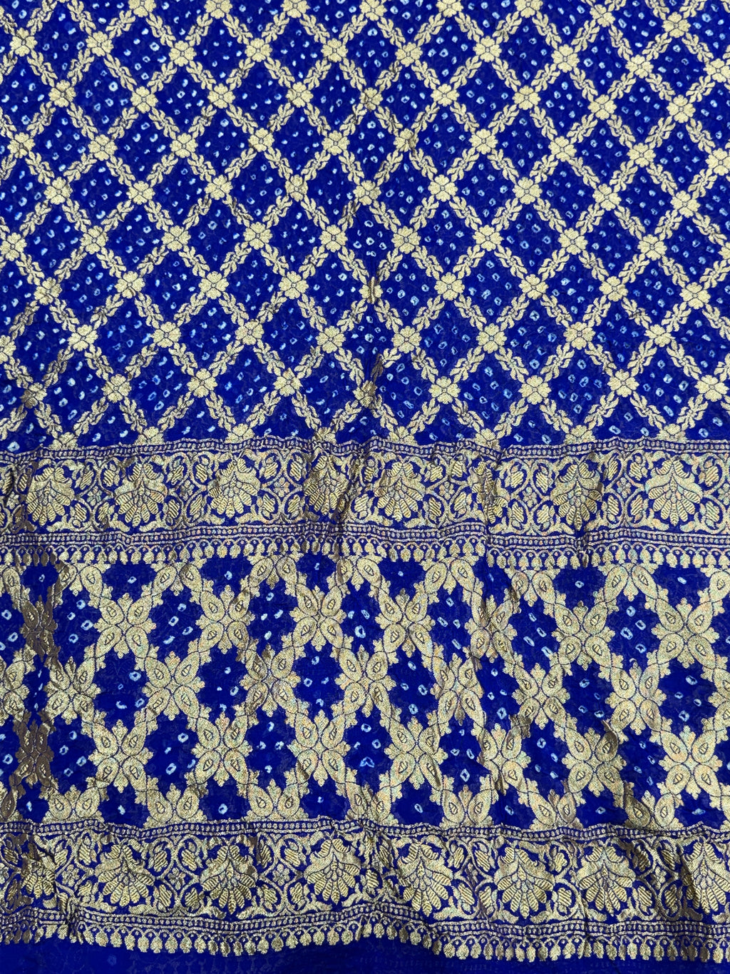 Royal Blue Pure Mysore Georgette Banarasi Bandhej Dupatta | 2506901