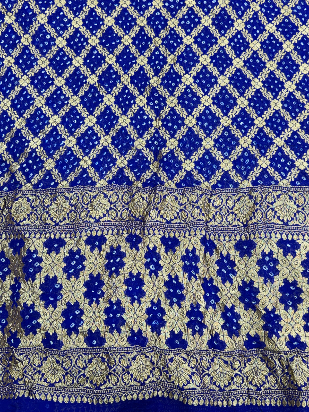 Royal Blue Pure Mysore Georgette Banarasi Bandhej Dupatta | 2506901