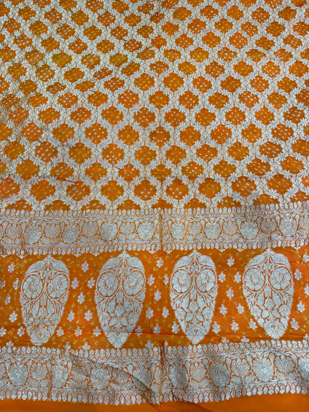 Mustard Orange Pure Mysore Georgette Banarasi Bandhej Dupatta | 2500866