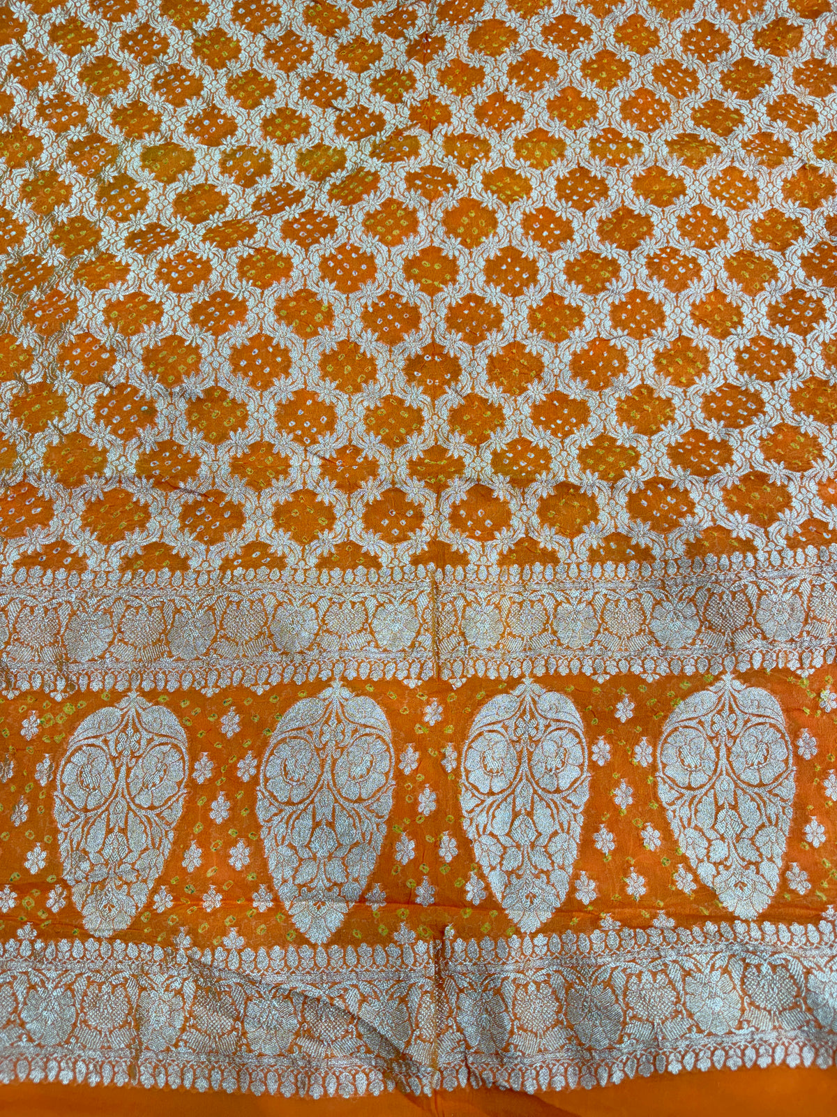 Mustard Orange Pure Mysore Georgette Banarasi Bandhej Dupatta | 2500866