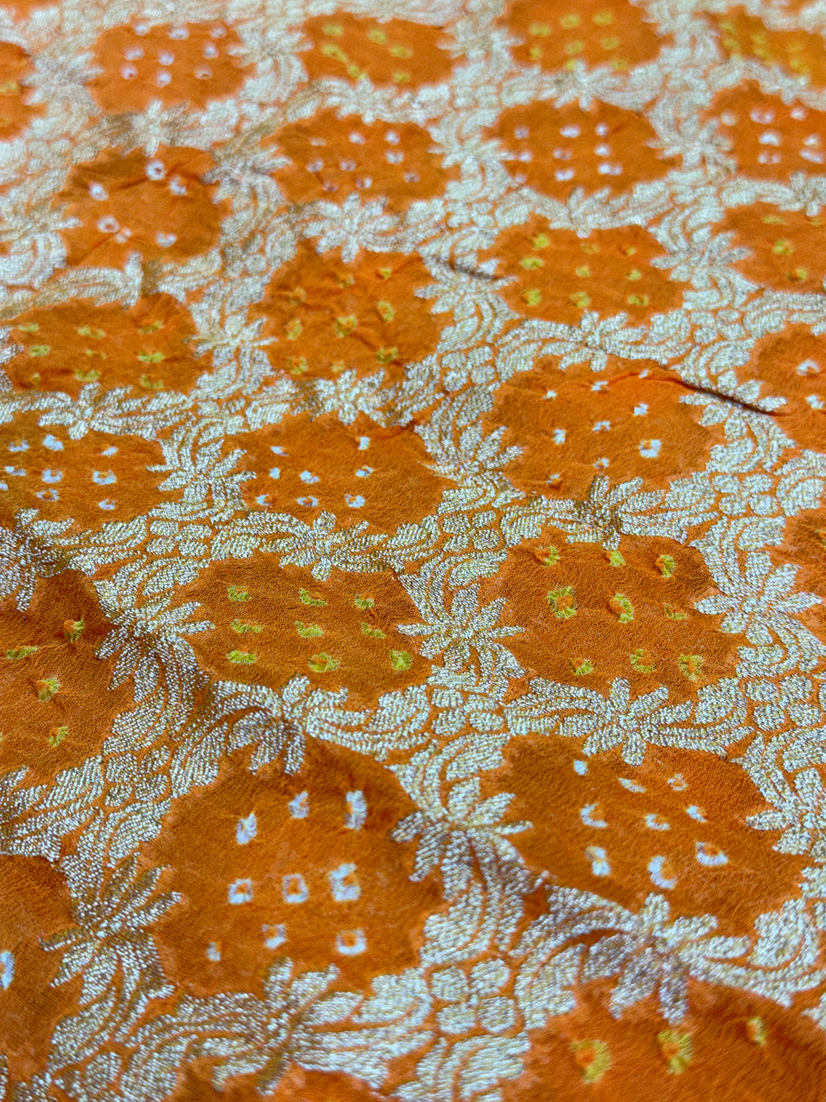 Mustard Orange Pure Mysore Georgette Banarasi Bandhej Dupatta | 2500866