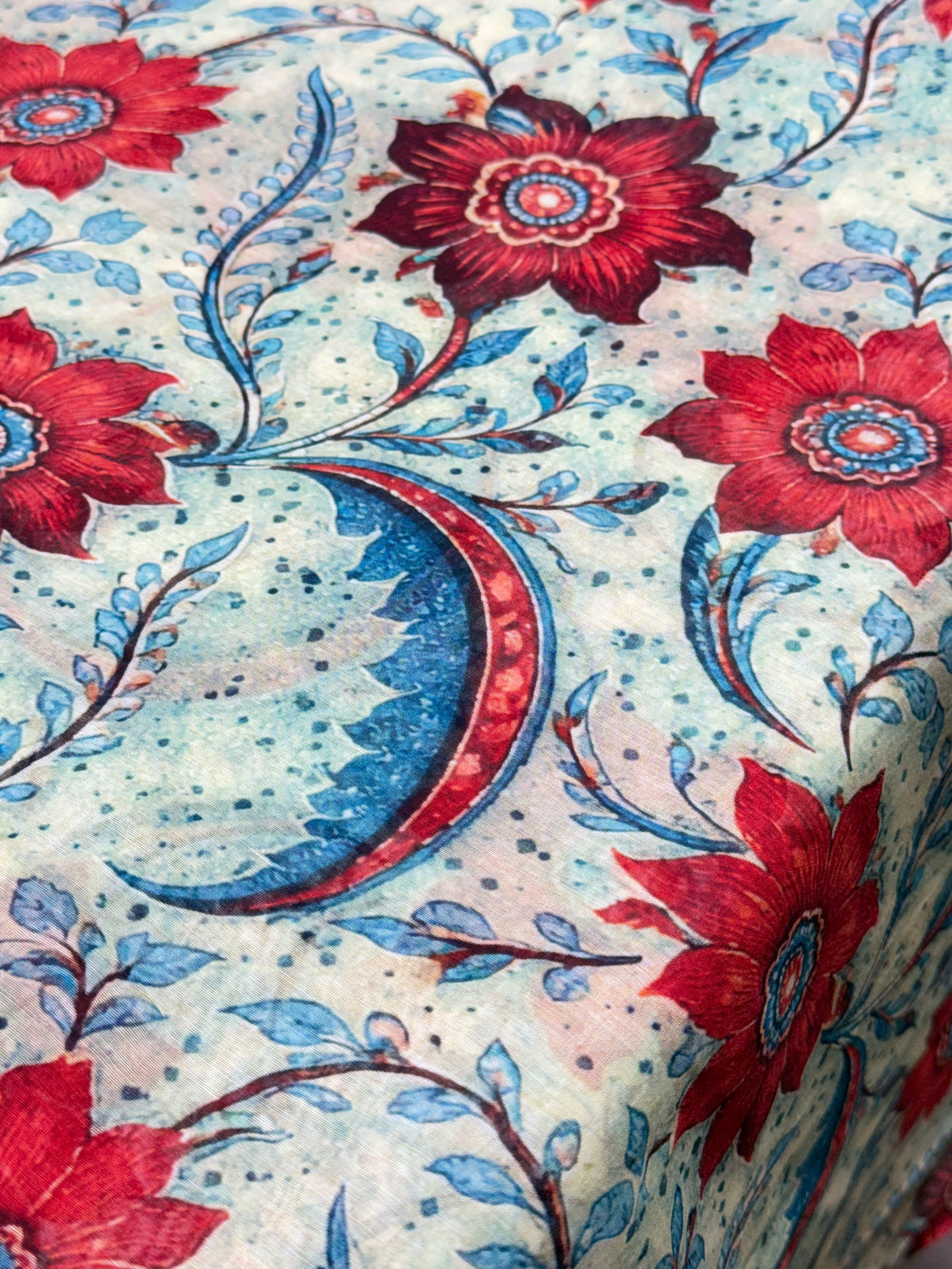 Crimson Paisley Garden Pure Mul Cotton Print | 2507026