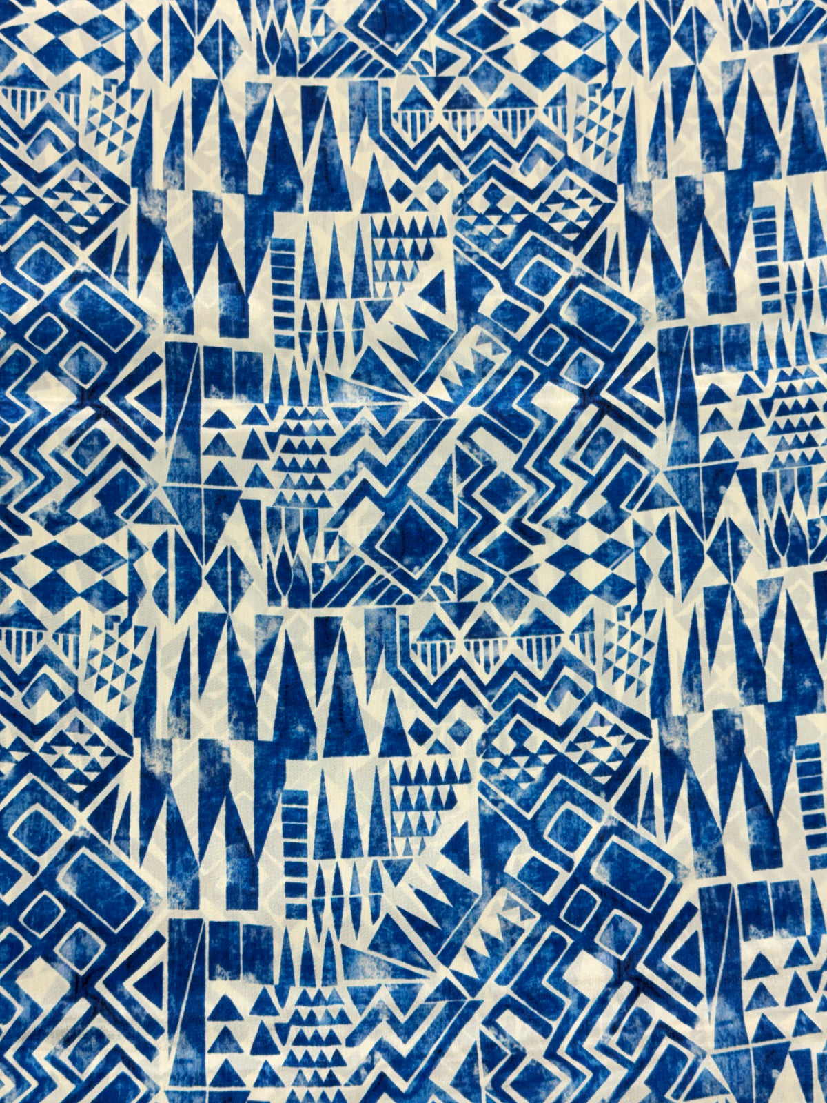 Indigo Tribal Geometry Crepe  Print | 2507027