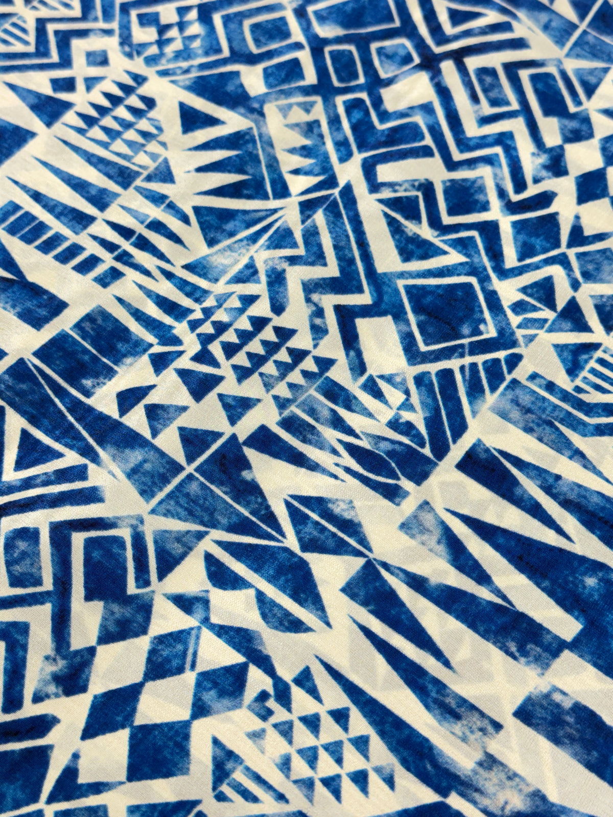 Indigo Tribal Geometry Crepe  Print | 2507027