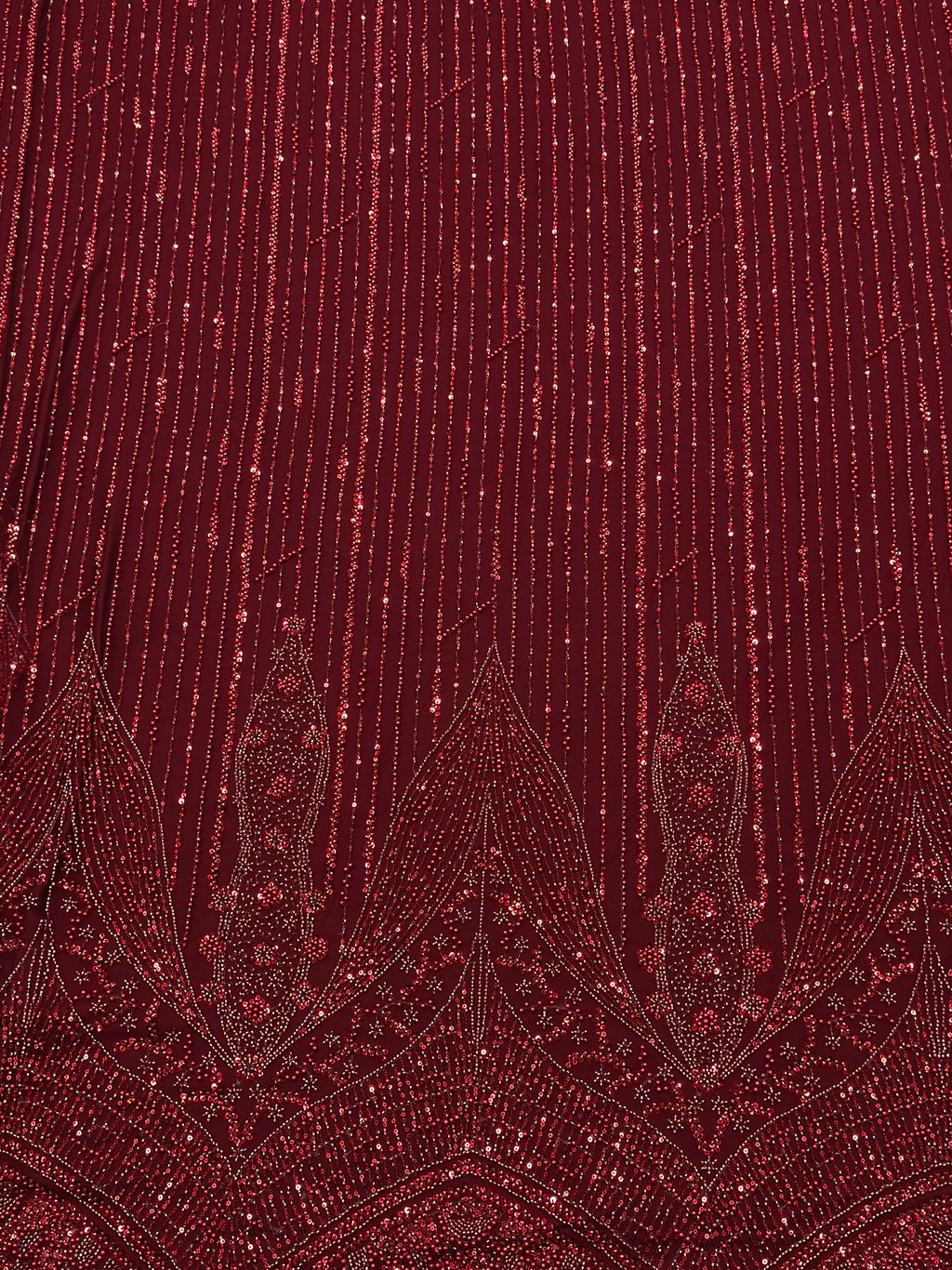 Maroon Luxury Beadwork Sequin Net Fabric | 2504819