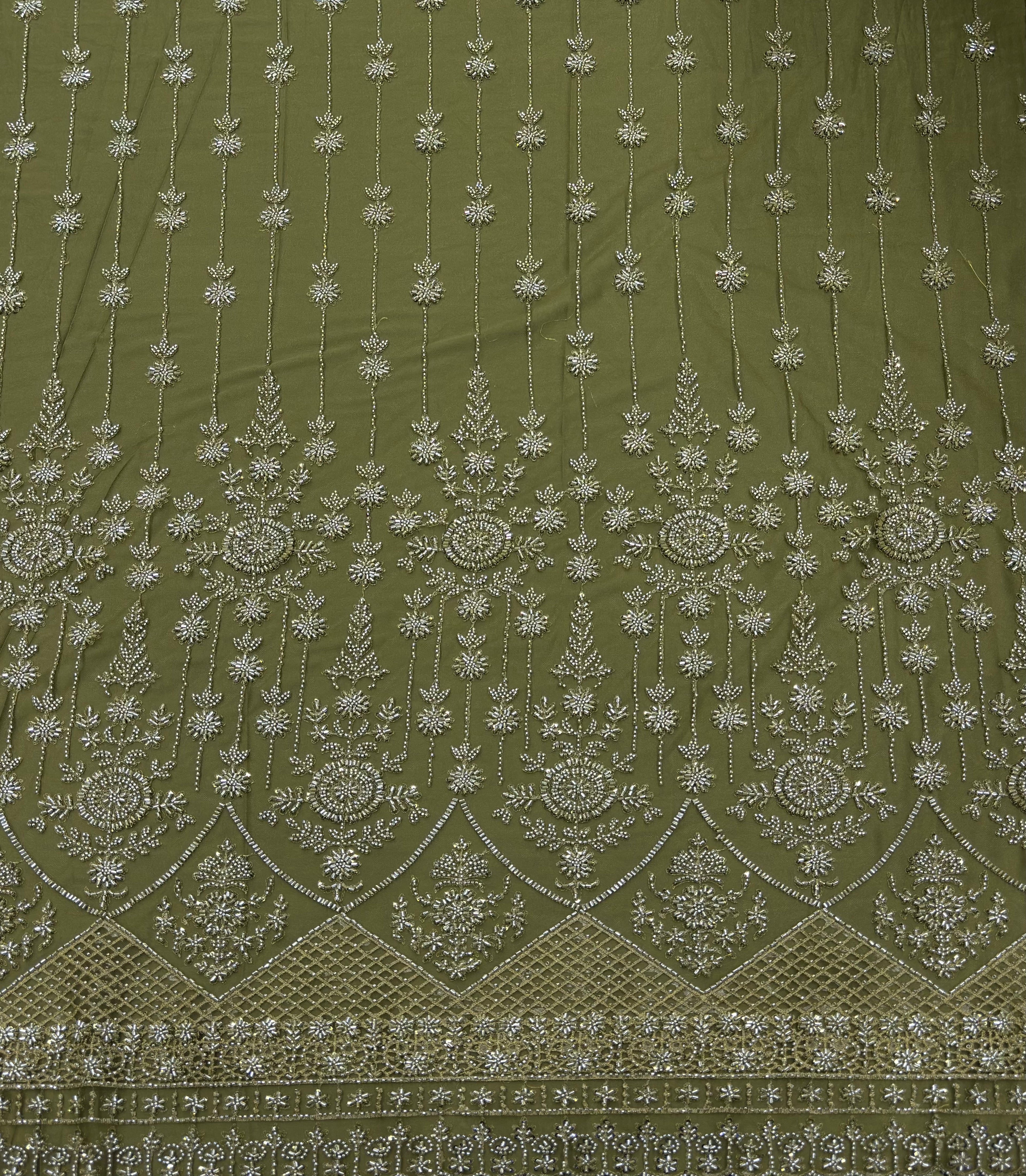 Green Royal Beadwork Net Fabric | 2502899