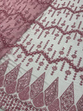 Pink Geometric Beadwork Net Fabric | 2504829