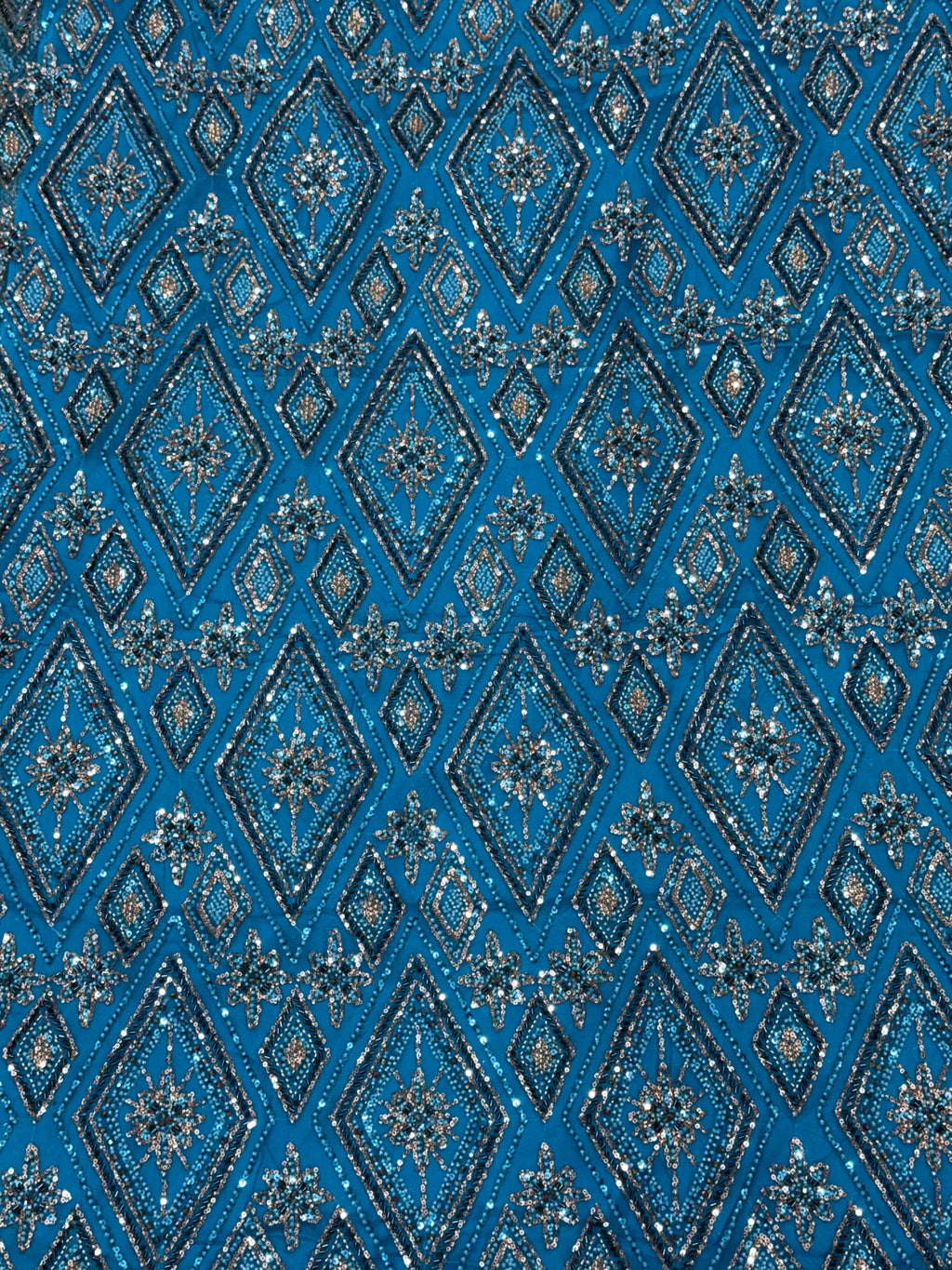 Blue Diamond Beadwork Net Fabric | 2505230