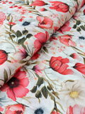 Ivory Coral Bloom Embellished Satin Print | 2502062