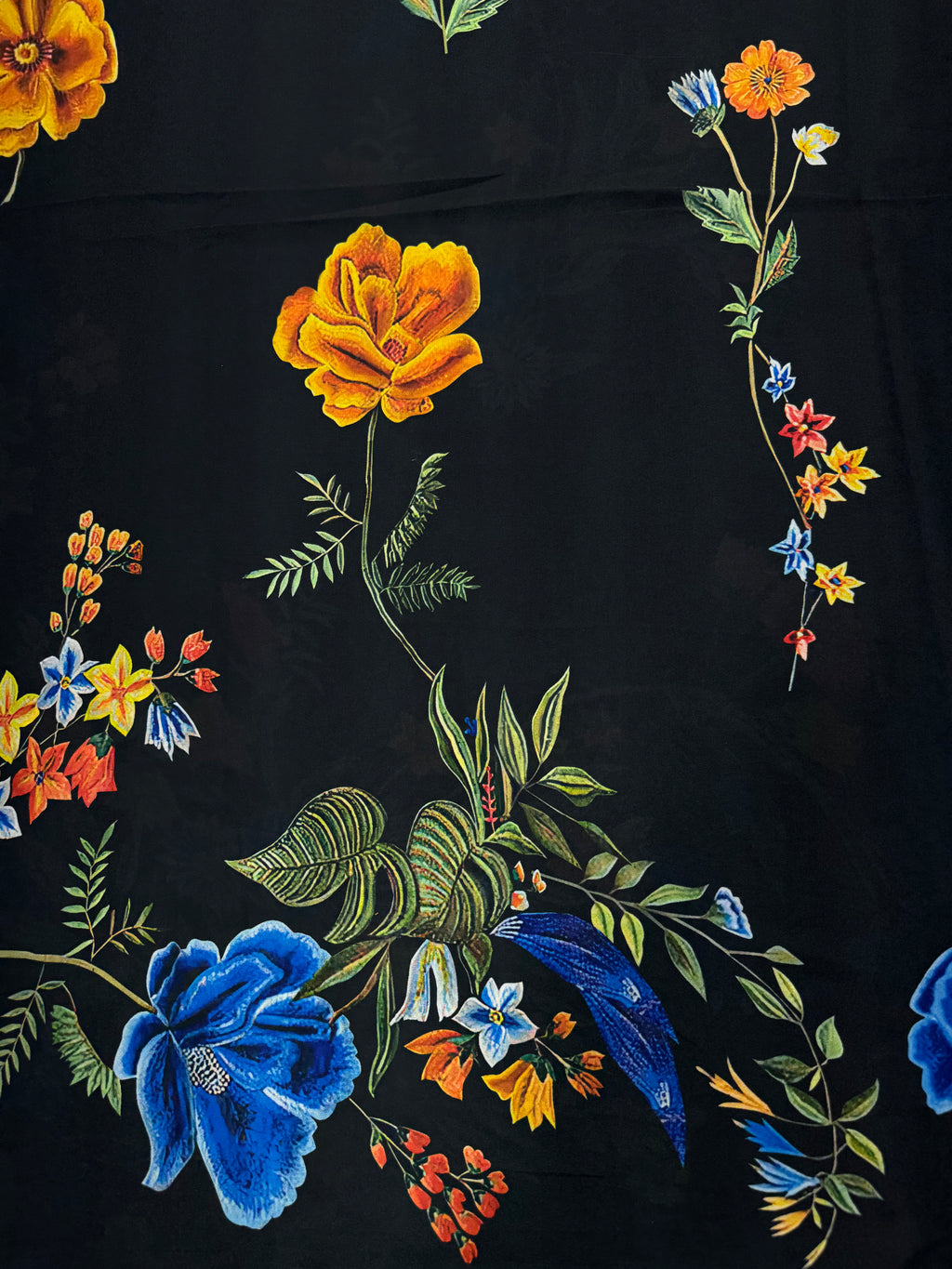 Midnight Botanical Bloom Armani Satin Print | 2502062