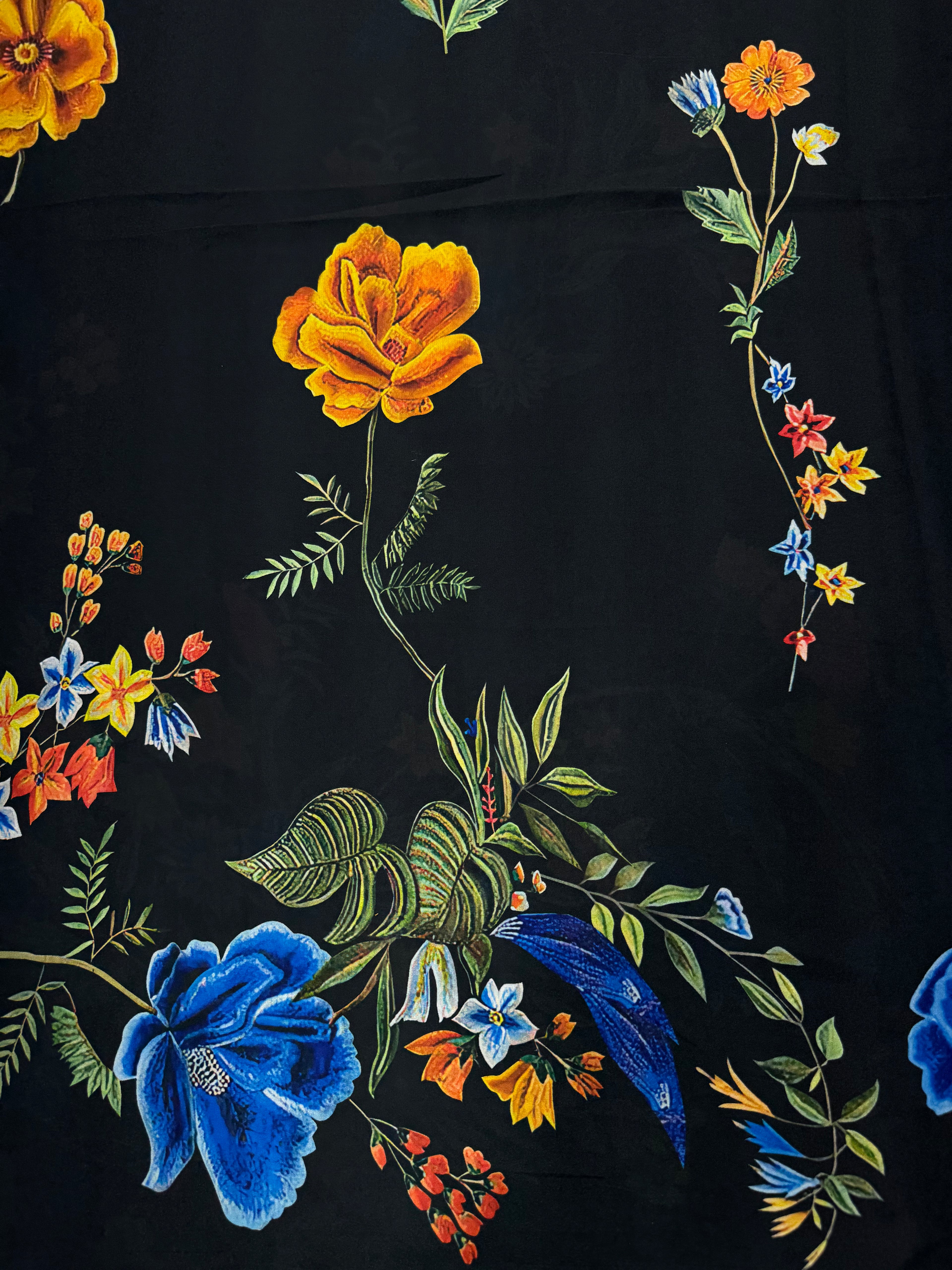 Midnight Botanical Bloom Armani Satin Print | 2502062