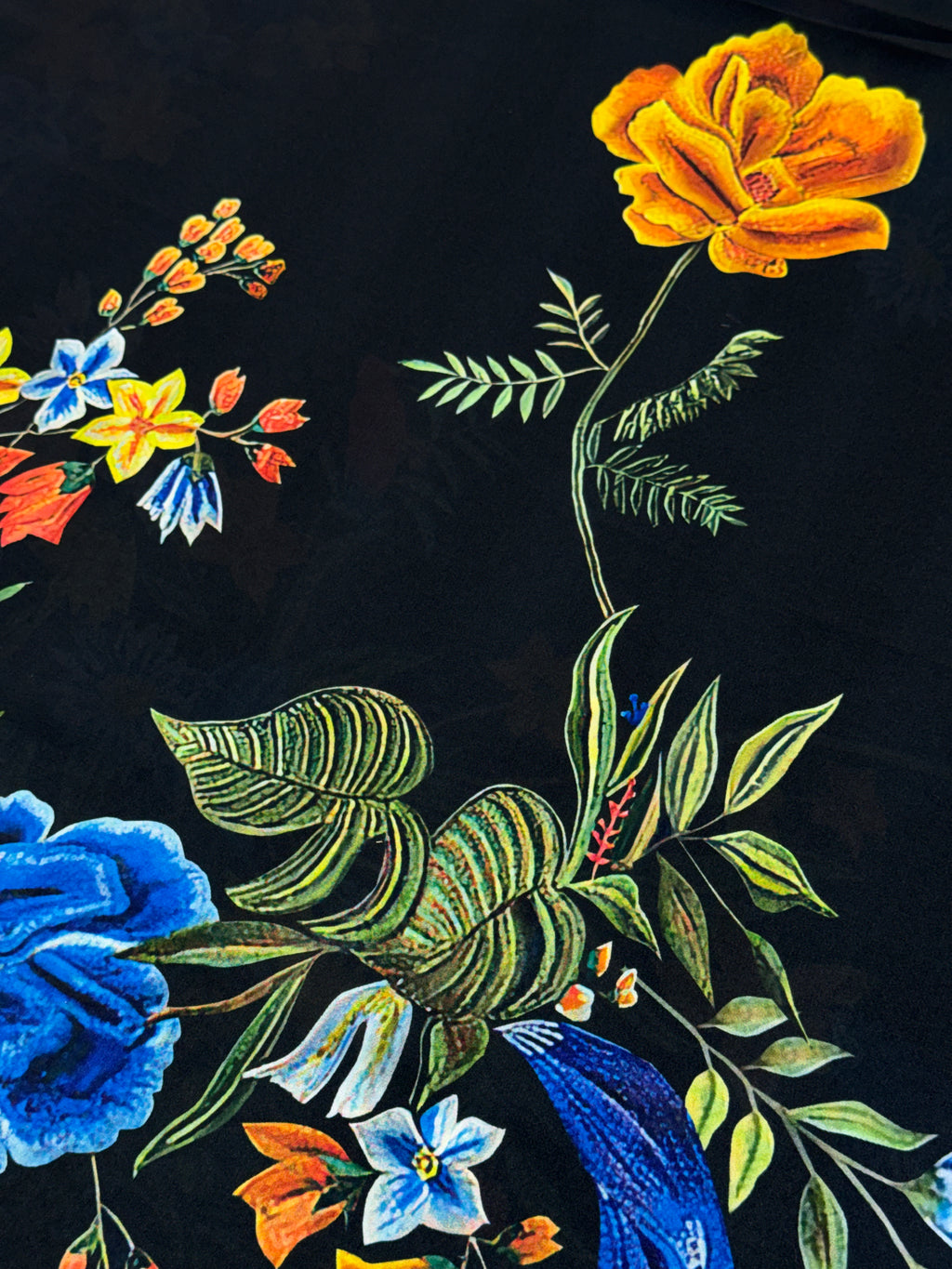Midnight Botanical Bloom Armani Satin Print | 2502062
