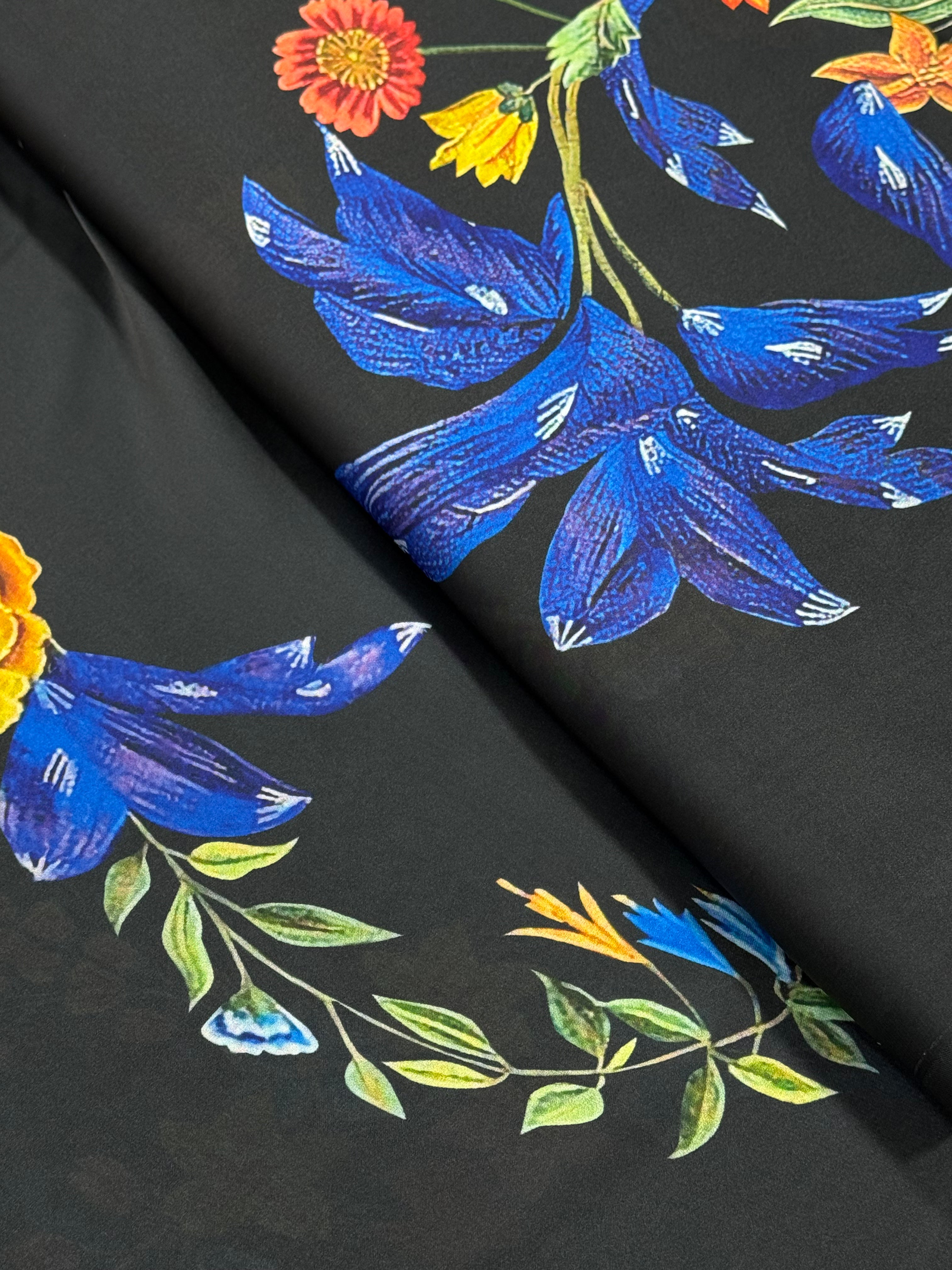 Midnight Botanical Bloom Armani Satin Print | 2502062