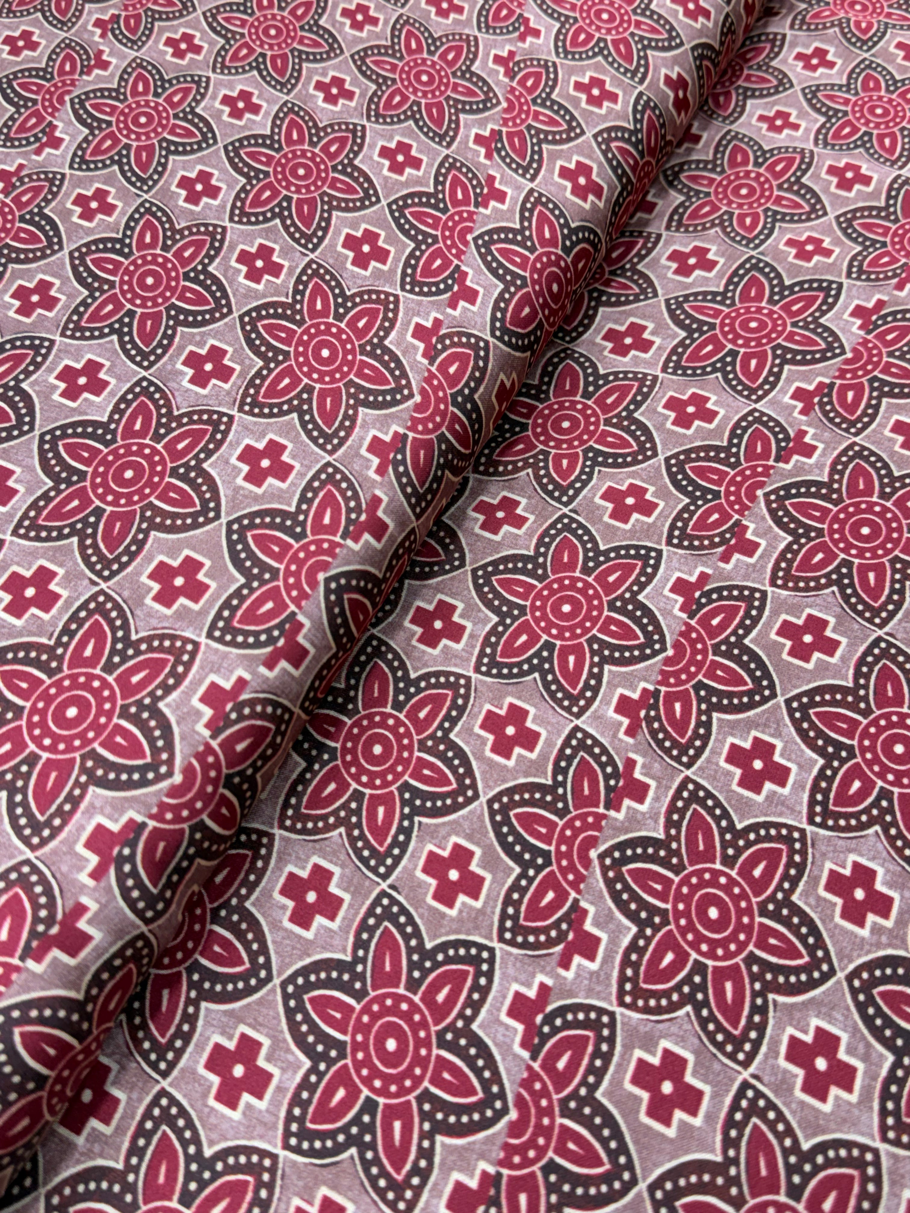 Wine Ajrakh Floral Modal Satin Print | 2506923