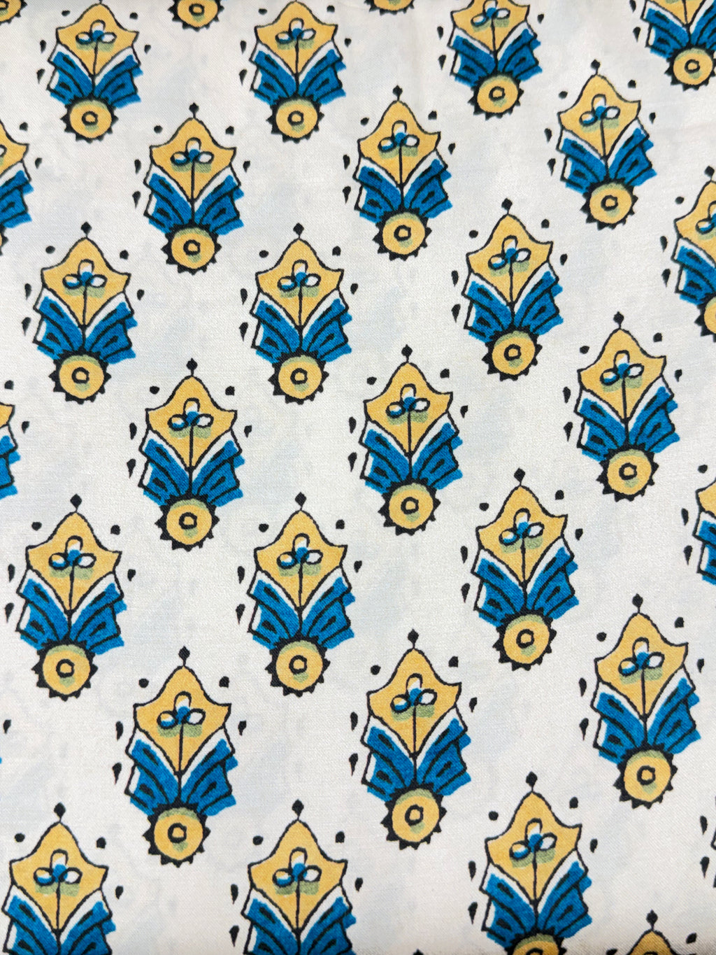 Ivory Azure Mughal Motif Modal Satin Print | 2506923