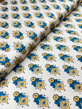 Ivory Azure Mughal Motif Modal Satin Print | 2506923