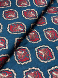 Blue Scarlet Floral Medallion Modal Satin Print | 2506923