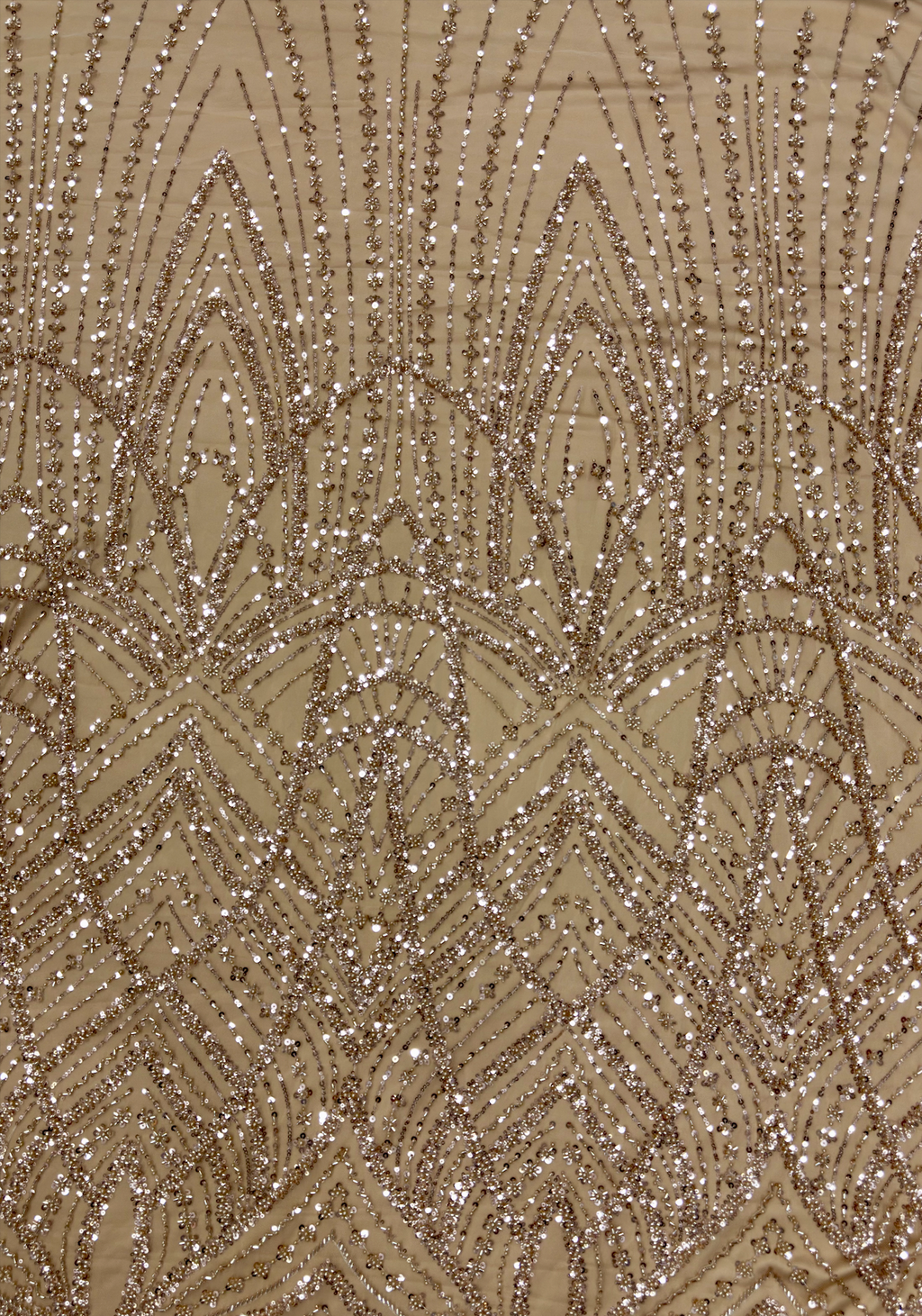 Champagne Geometric Beadwork Net Fabric | 2506693