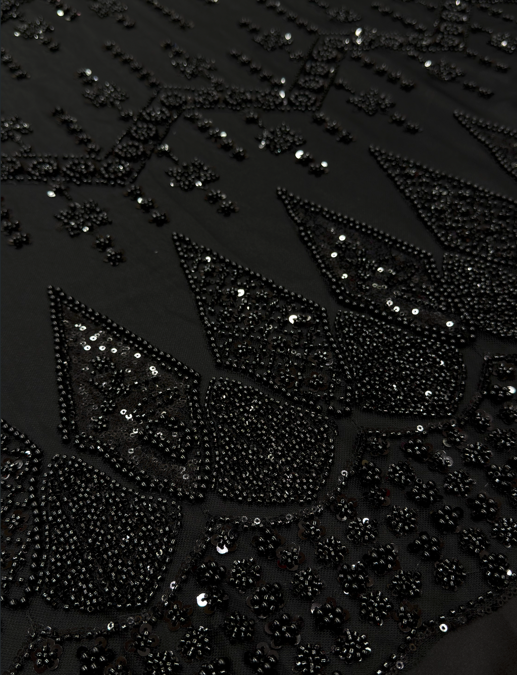 Black Geometric Beadwork Net Fabric | 2504827
